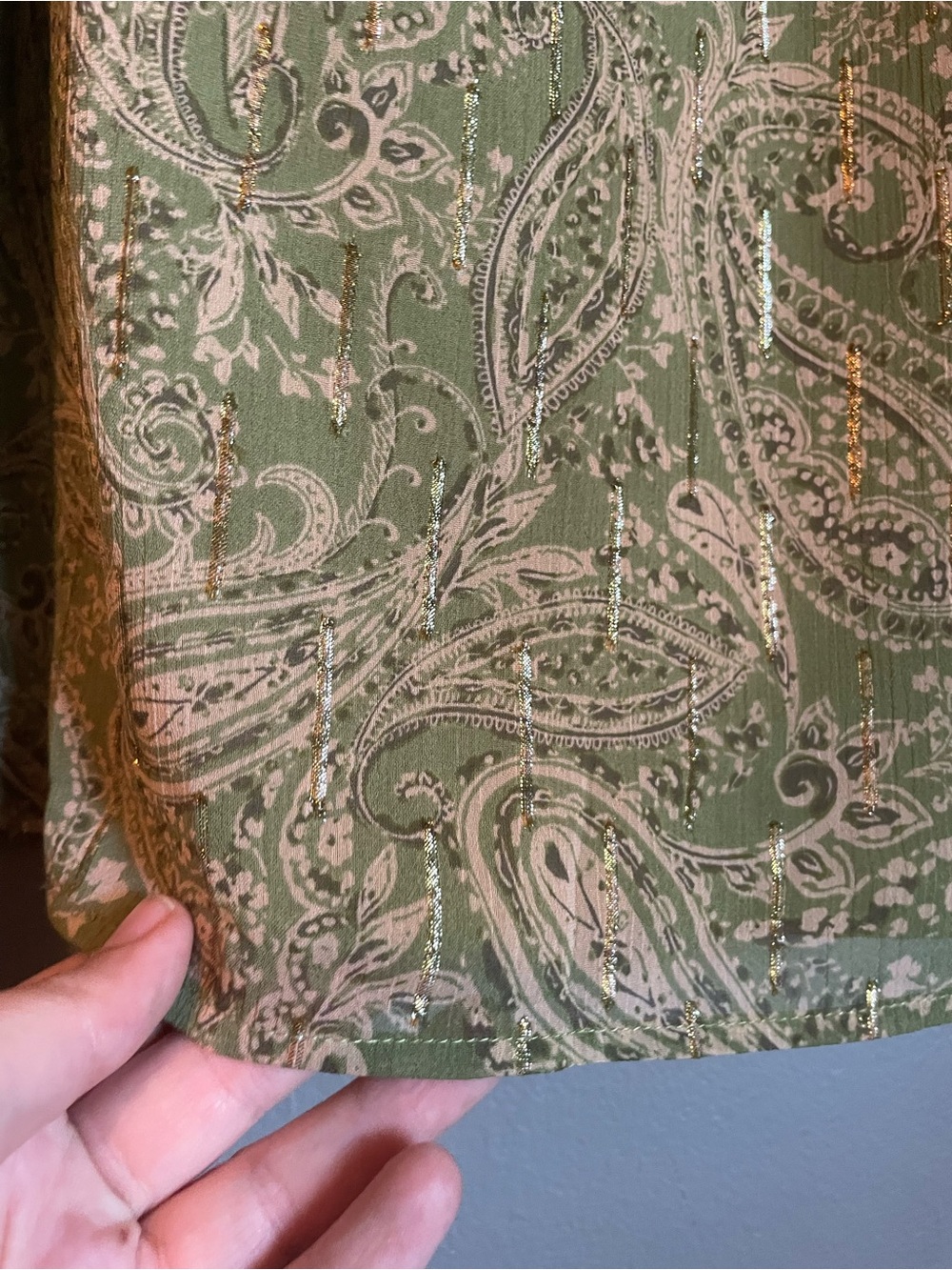 NWT CeCe Sz XL Women’s Green Glitter Flutter Sleeve Crewneck Blouse Top Ret $69! - Picture 7 of 16